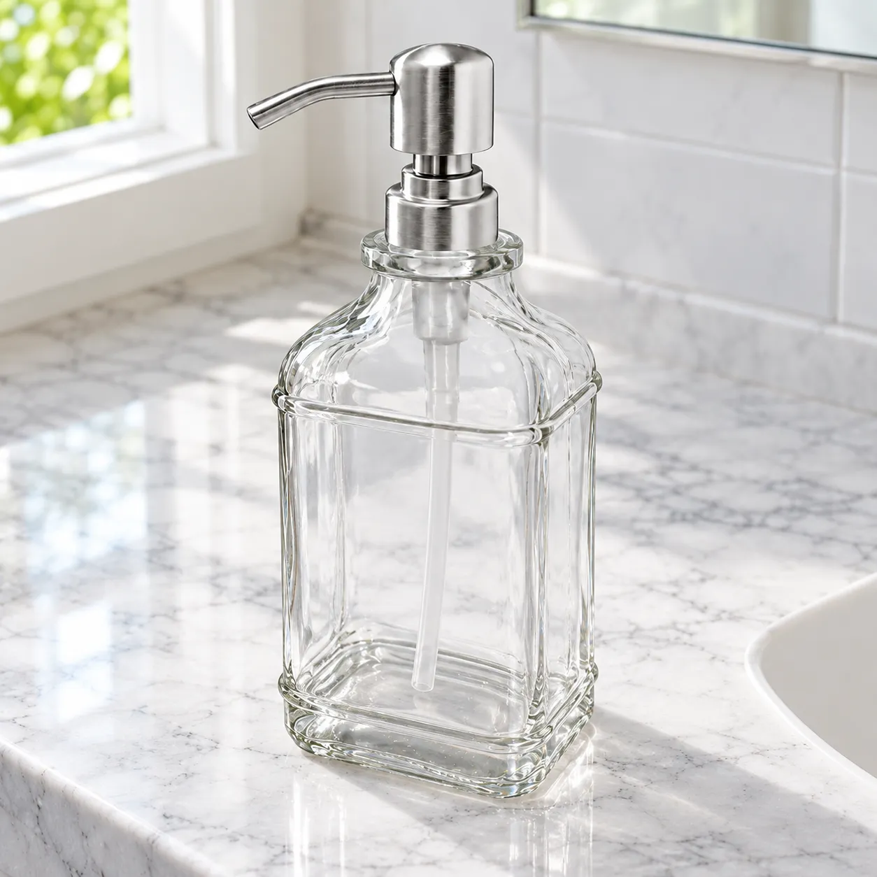 Laurel Glass Soap Pump — alternate view