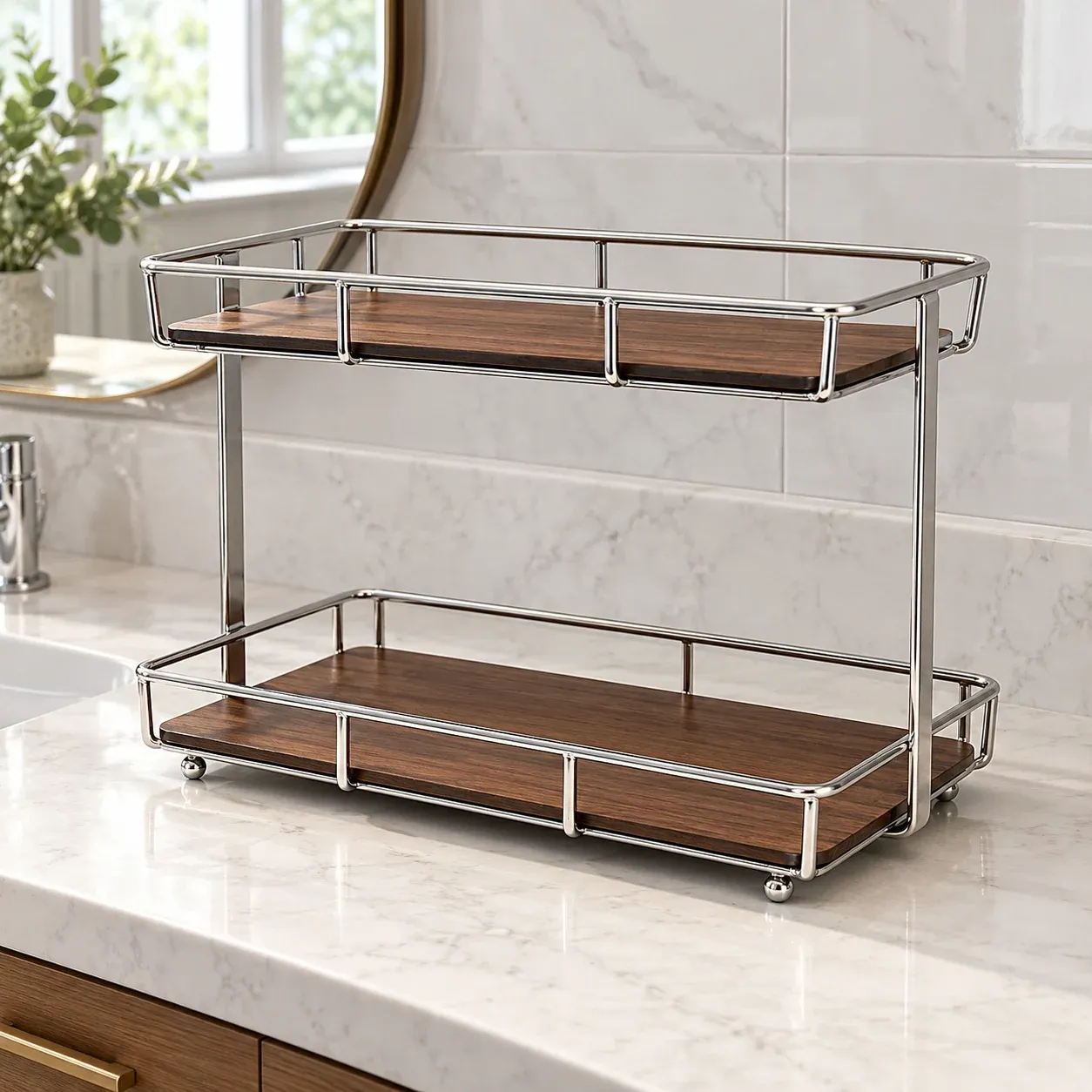 Esme Countertop Shelf - Brown / Silver - complete item