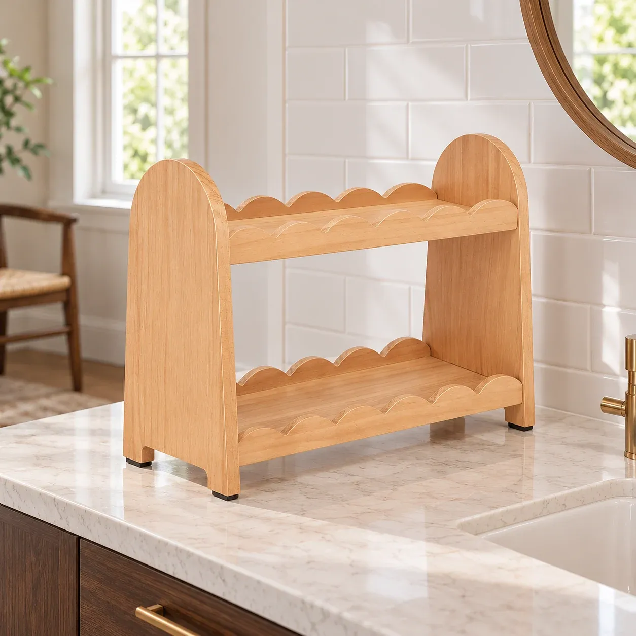 Maren Countertop Shelf - Natural Wood - in a furnished setting; other objects not included