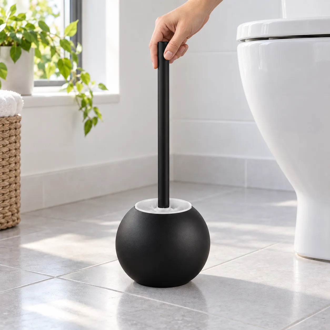 Iris Toilet Brush / shown in use