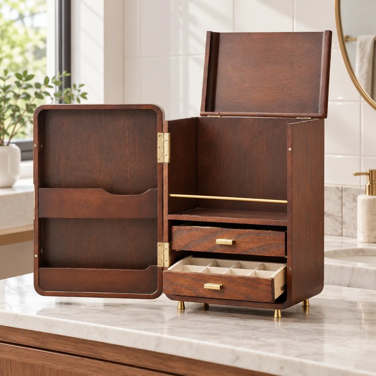 Aurelia Vanity Cabinet - Brown / Gold Tone - complete item