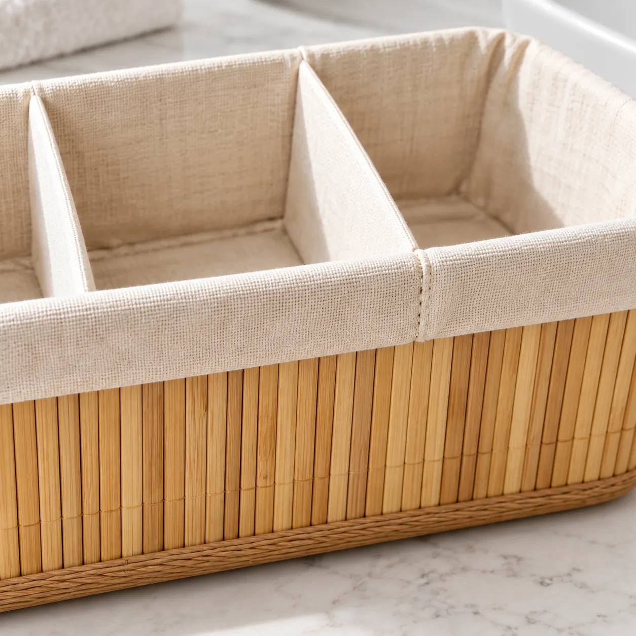 Maribel Divided Vanity Basket — construction detail