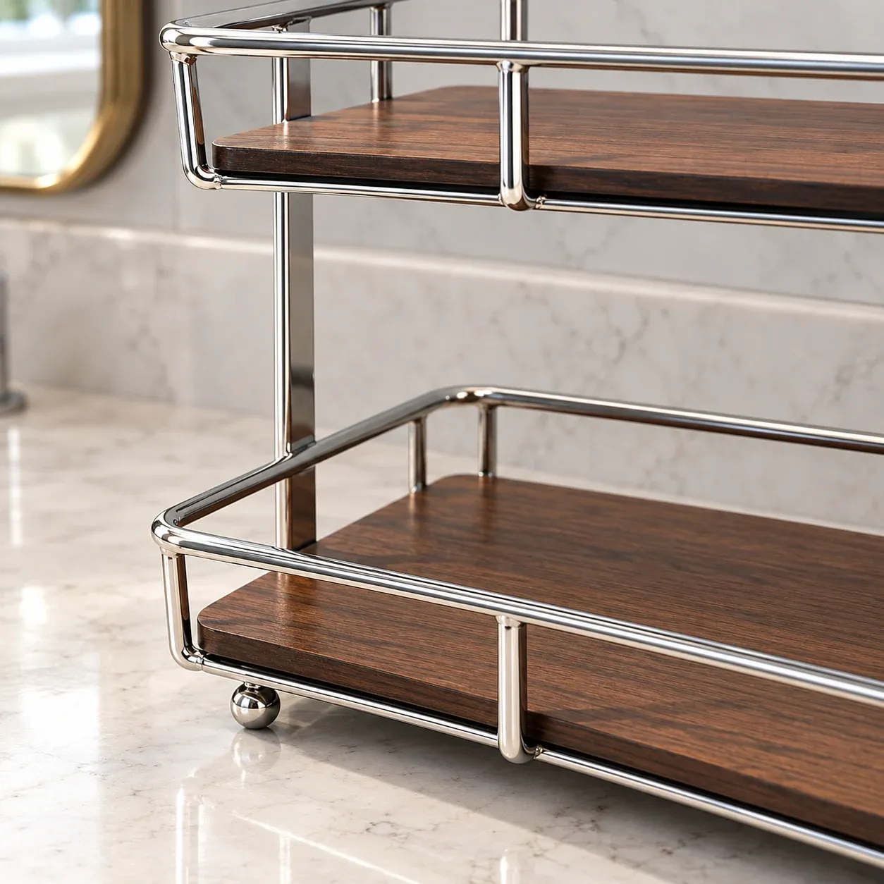 Esme Countertop Shelf - Brown / Silver - construction detail