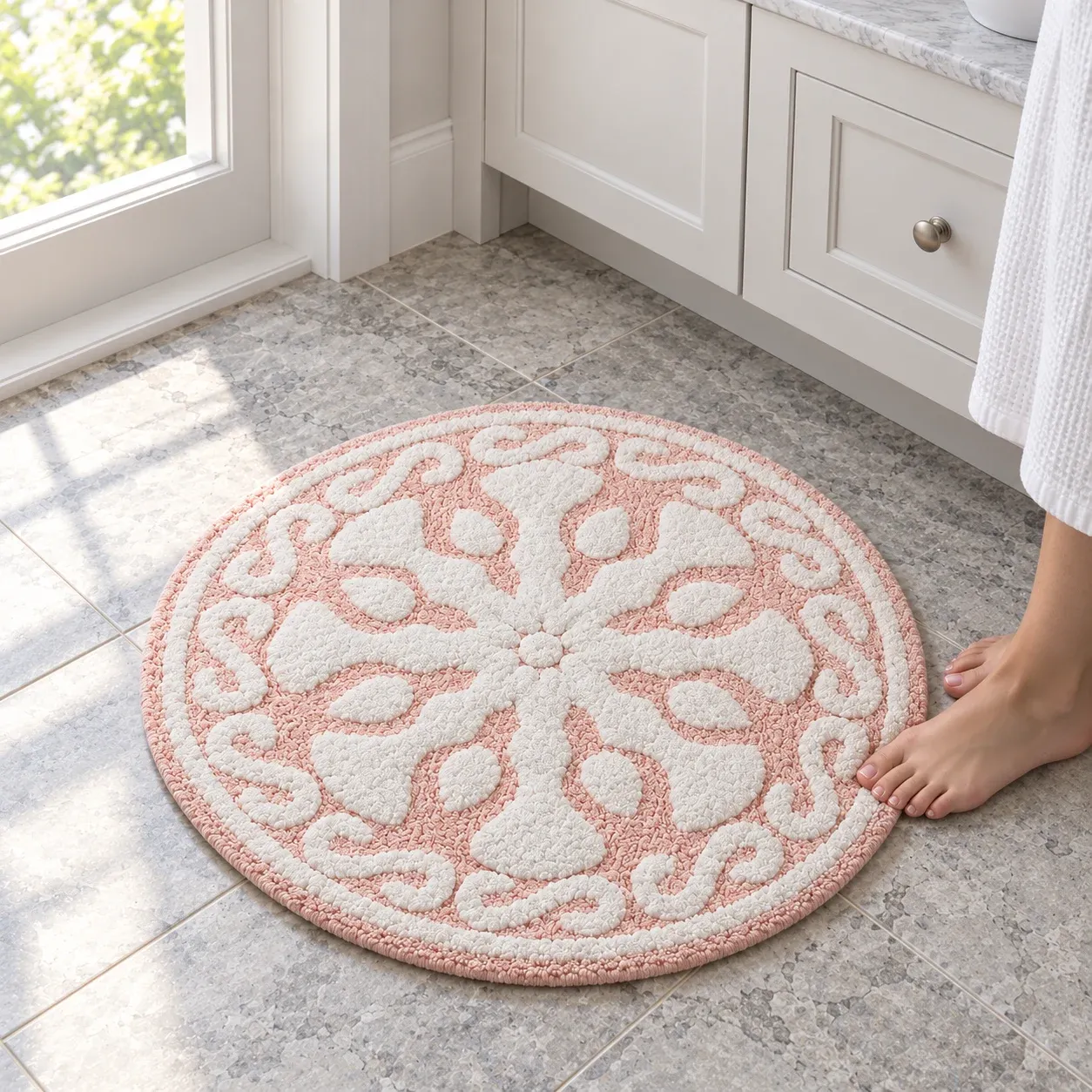 Cressida Medallion Bath Rug: product in use