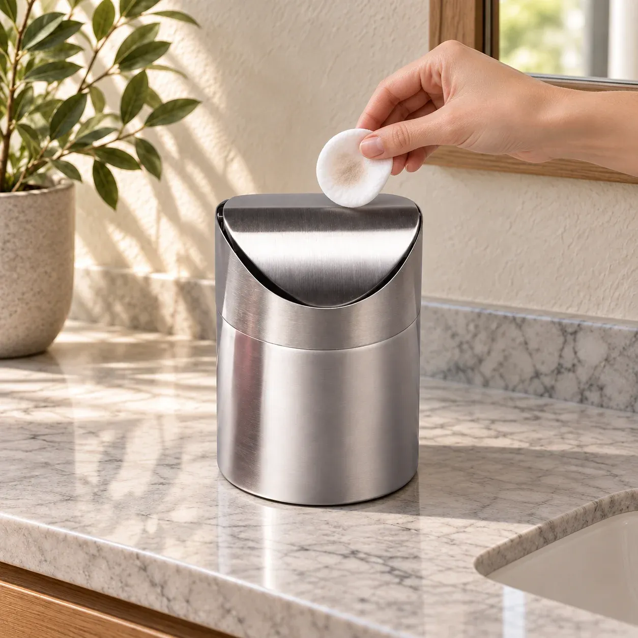 Winslow Countertop Wastebasket — use