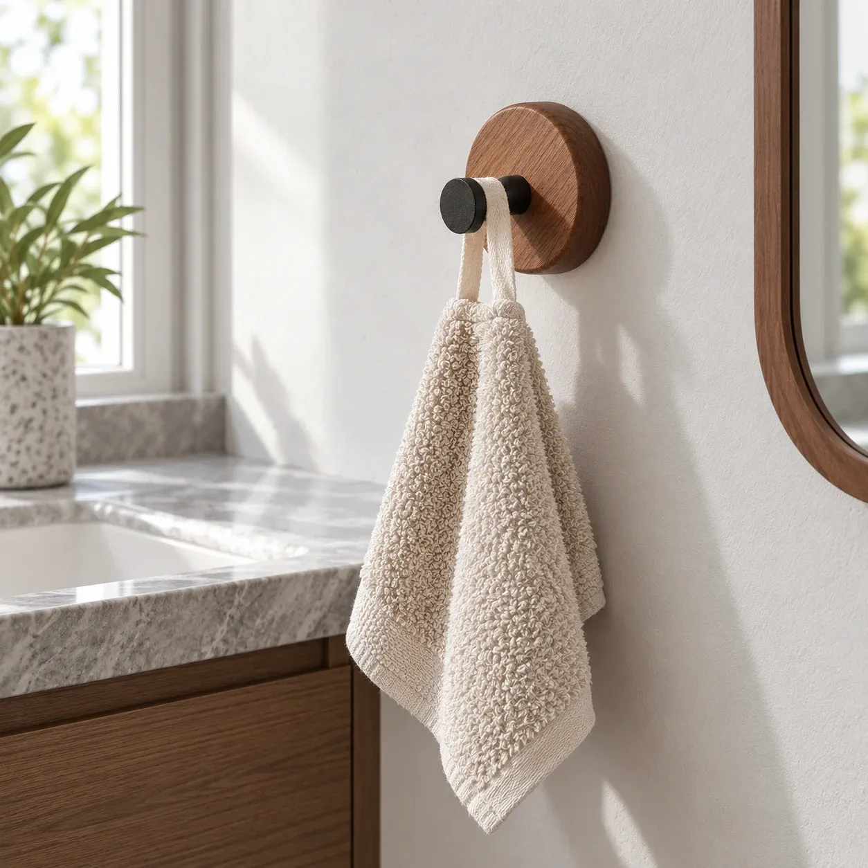 Wren Walnut Wall Hook: product in use