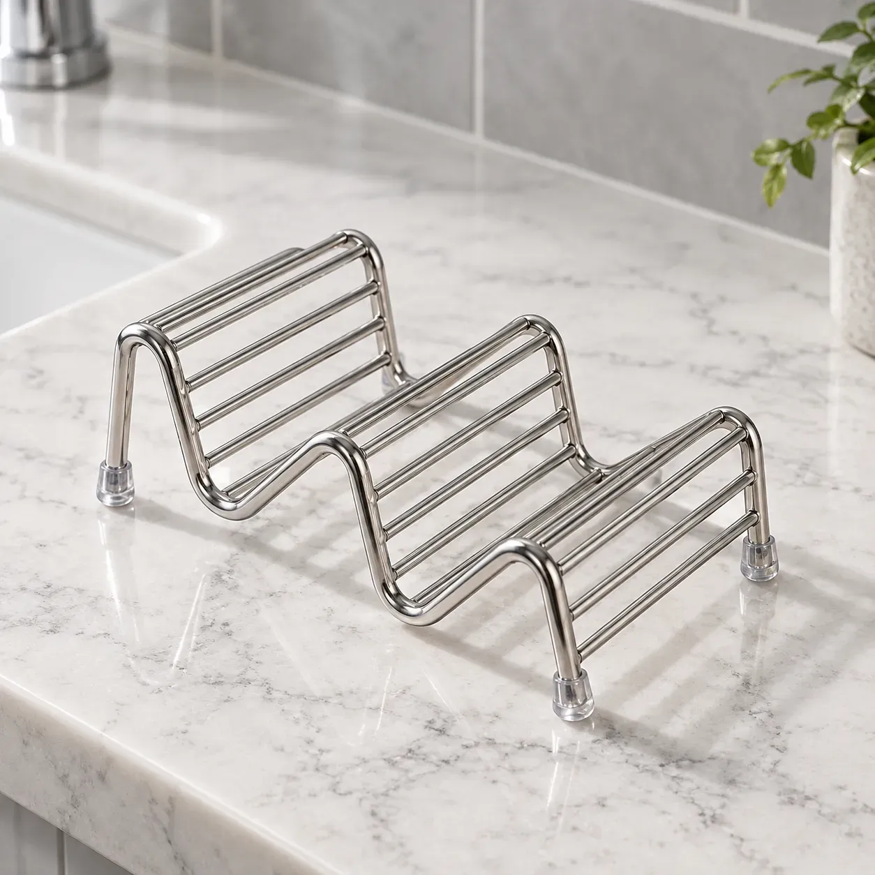 Briar Wave Soap Rack, Silver, without tray, whole product