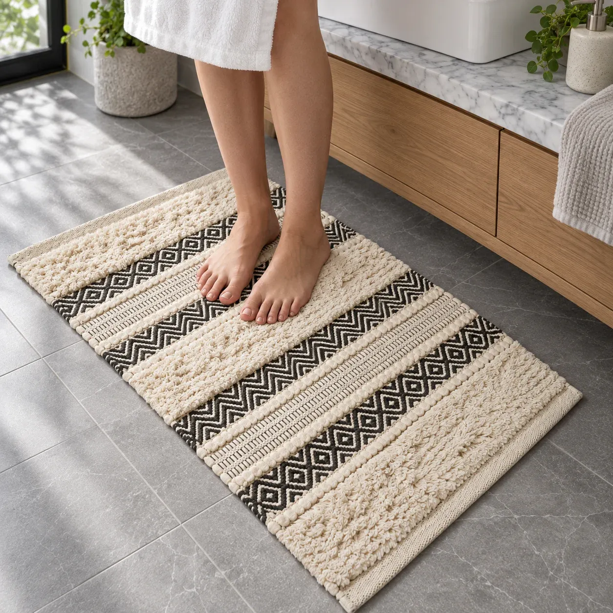 Avery Texture Bath Rug: product in use