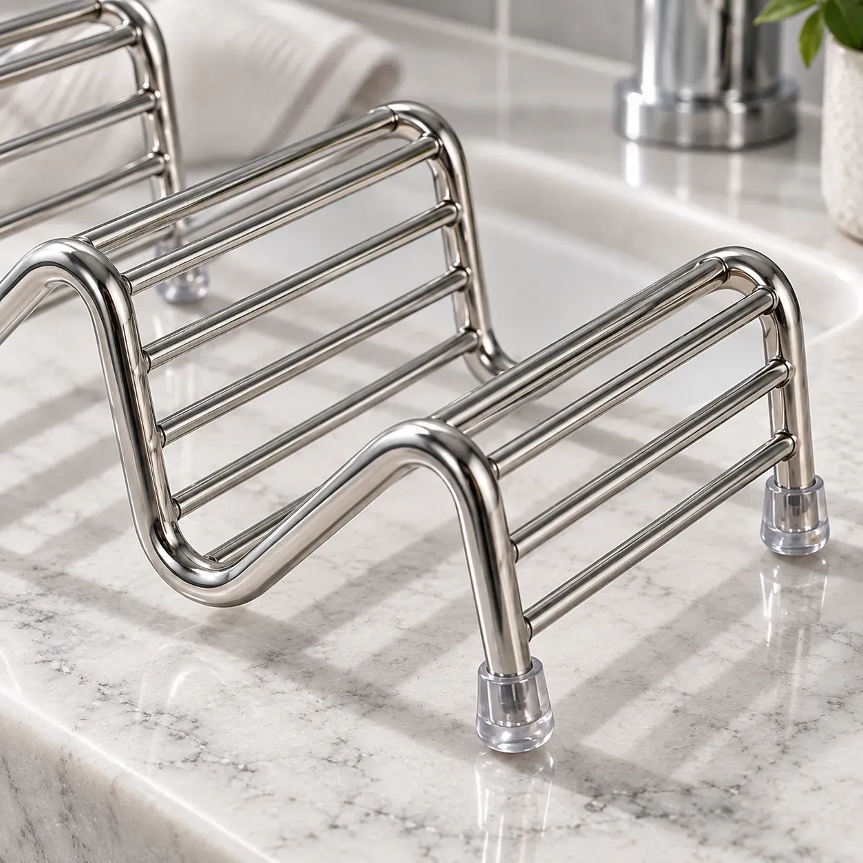 Briar Wave Soap Rack, Silver, without tray, construction detail
