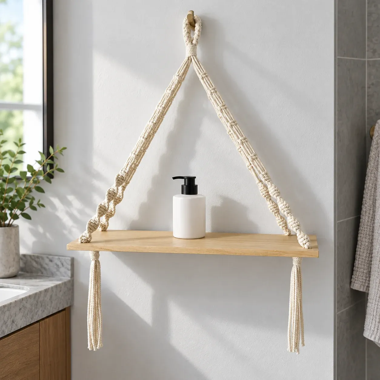 Hadley Macrame Shelf: product in use