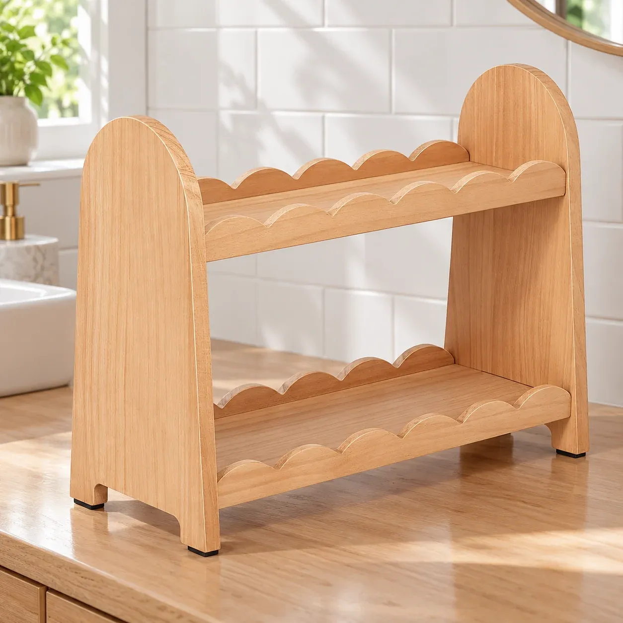 Maren Countertop Shelf - Natural Wood - complete item