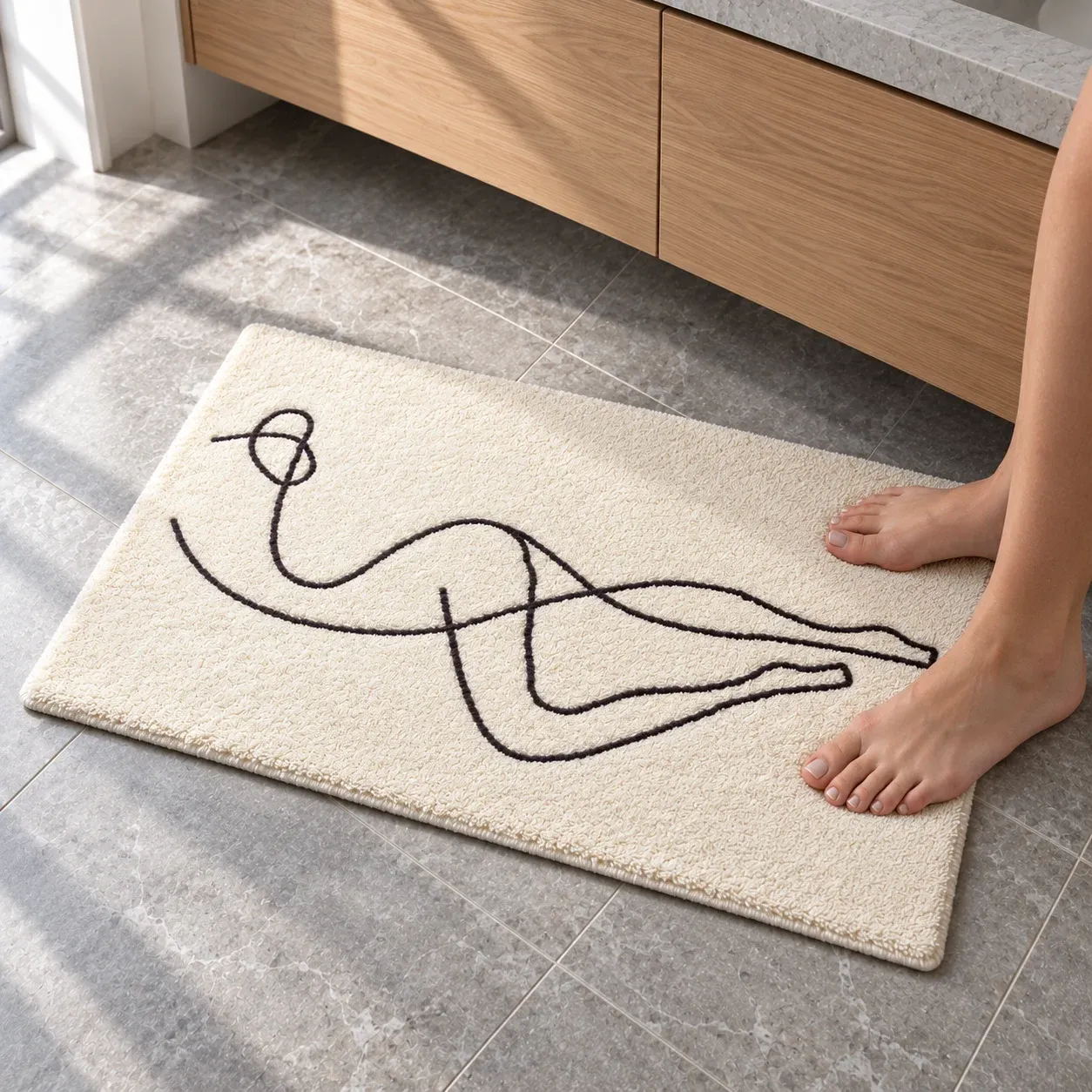 Sable Figure Bath Mat: product in use