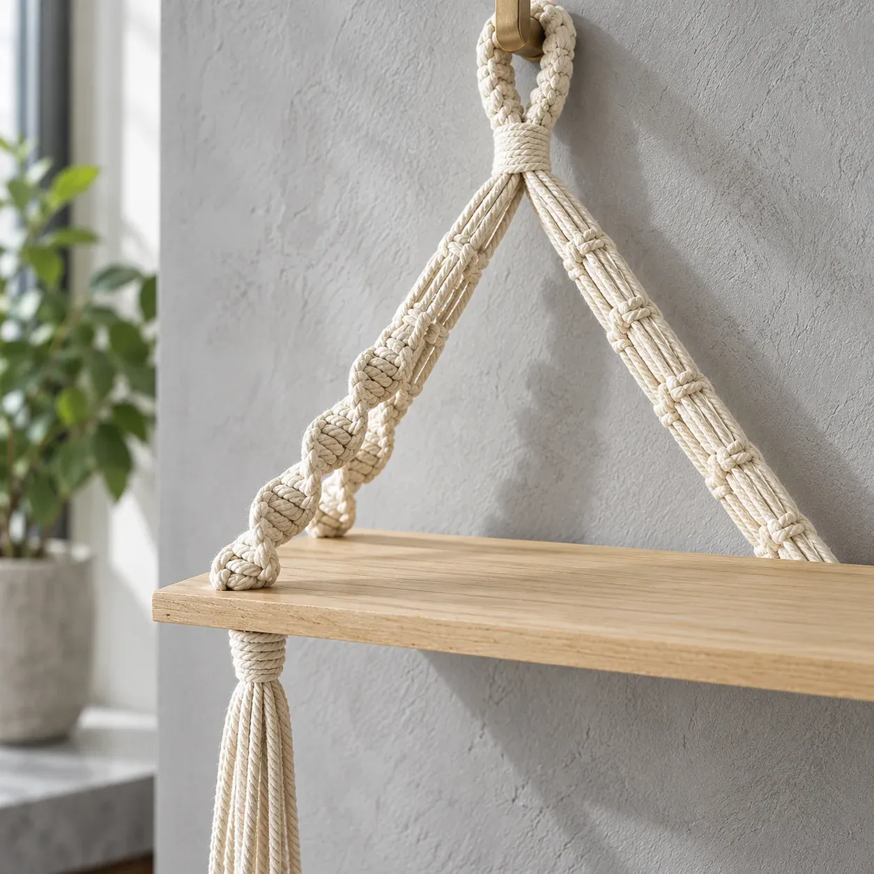 Hadley Macrame Shelf: construction detail