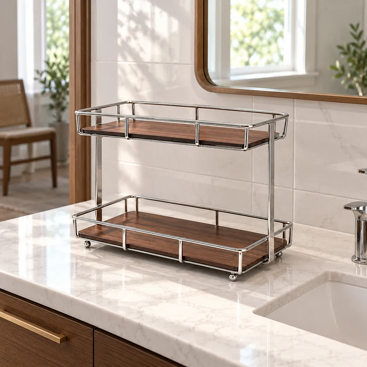 Esme Countertop Shelf - Brown / Silver - in a furnished setting; other objects not included