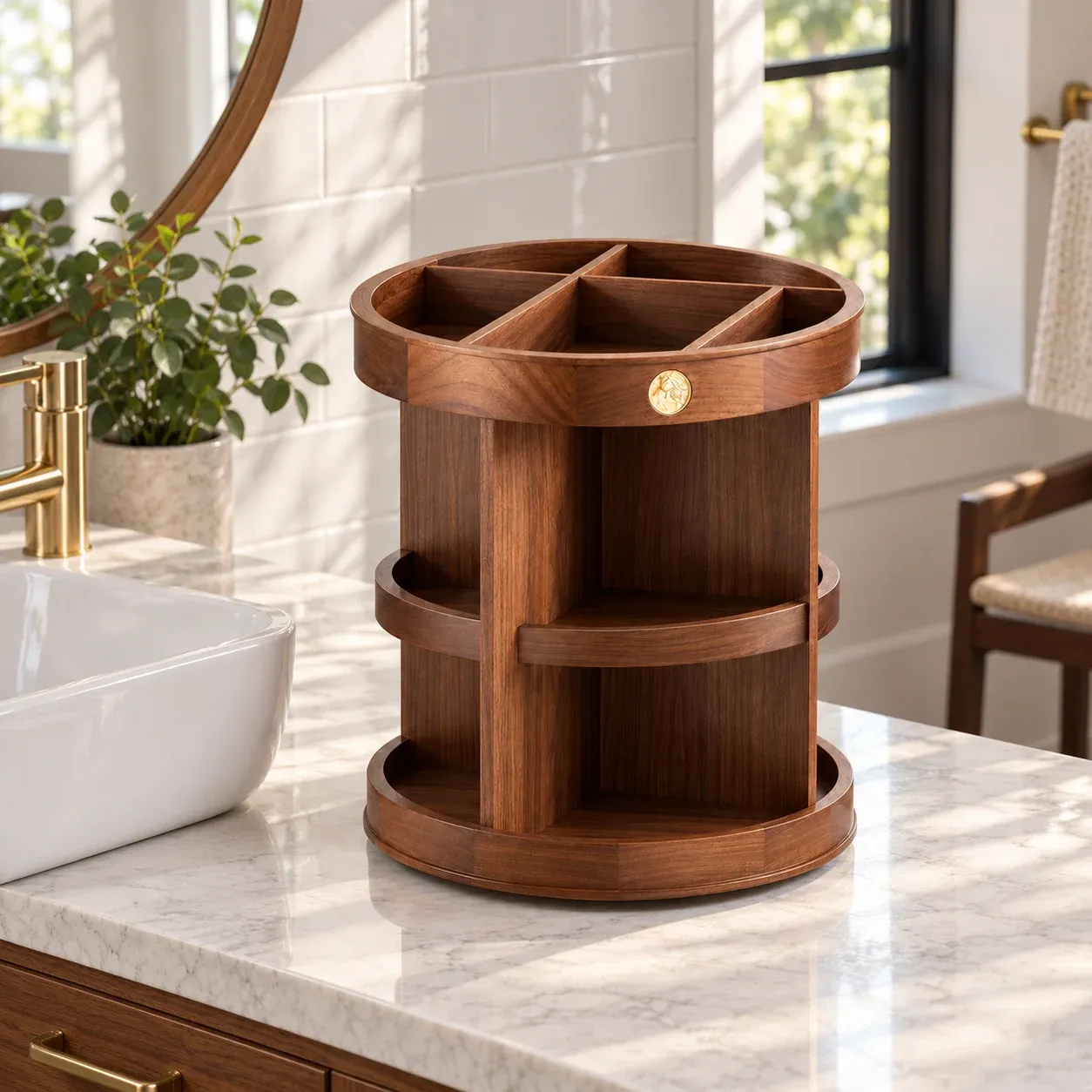 Sylvie Walnut Organizer - Walnut Brown - in a furnished setting; other objects not included