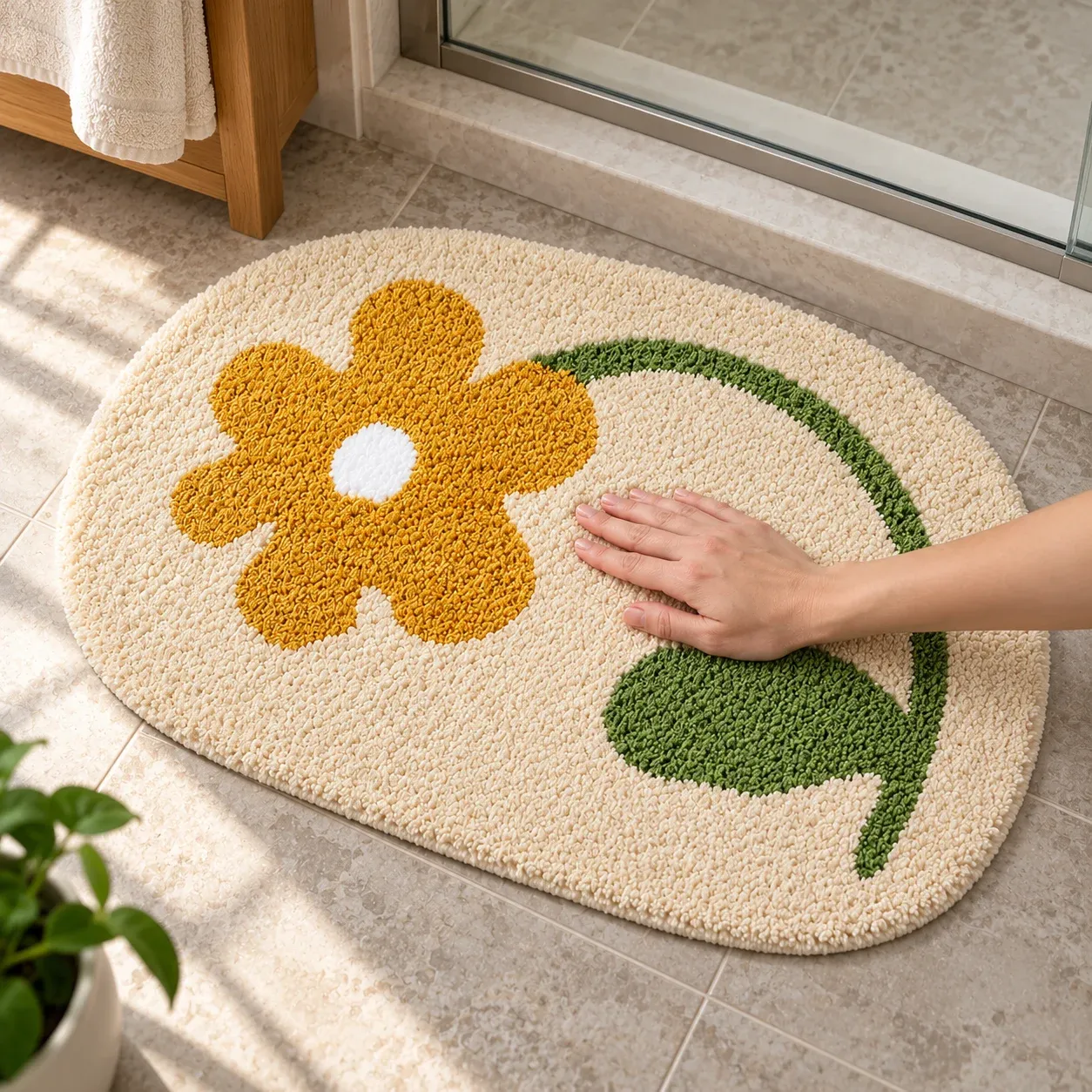Perrin Flower Bath Mat — use