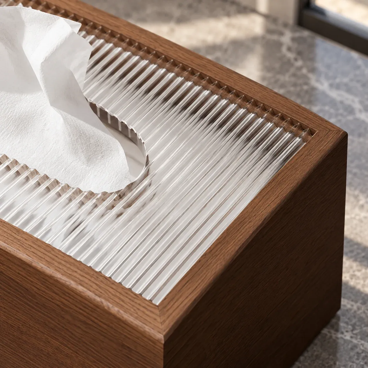 Mirelle Wood Tissue Box: construction detail