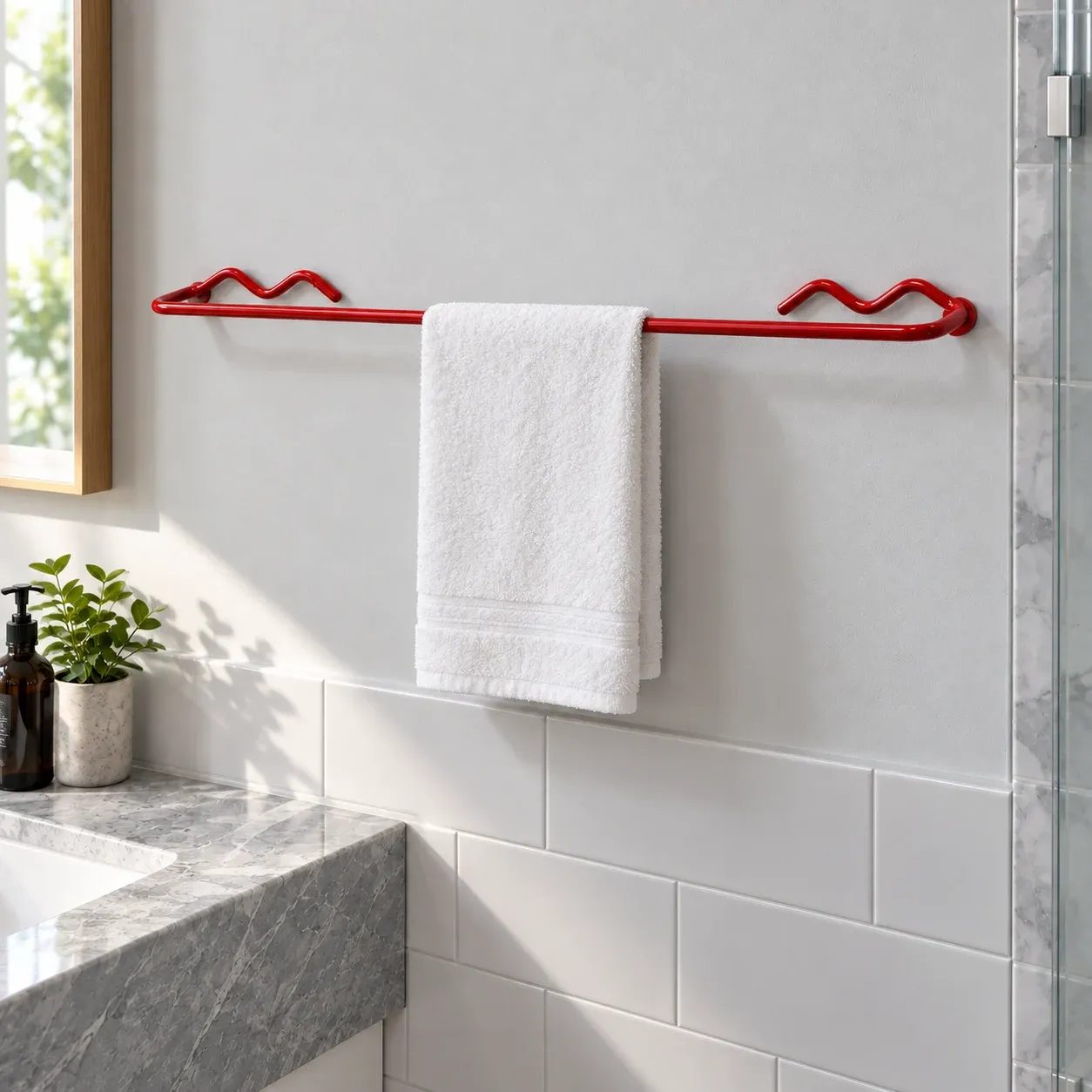 Camden Wave Towel Bar: product in use