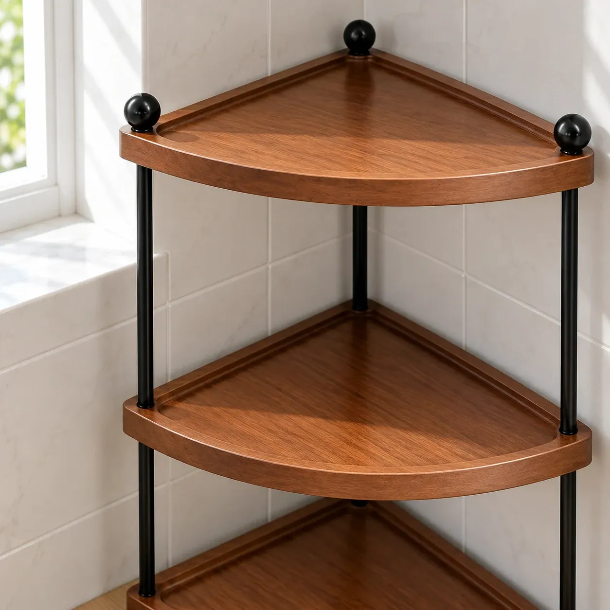 Elodie Corner Shelf - Brown / Black - construction detail
